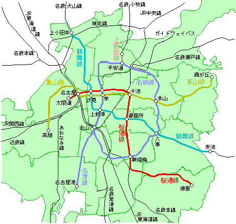 図 路線 名古屋 地下鉄 名古屋市営地下鉄名城線 駅・路線図から地図を検索｜マピオン